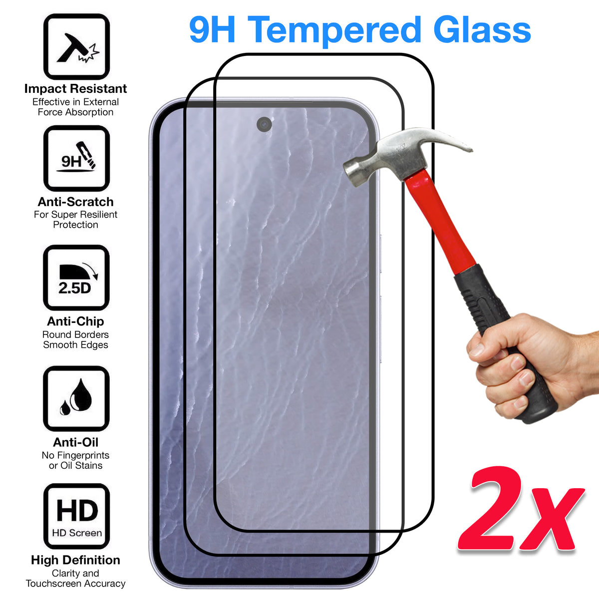 [2 Pack] MEZON Google Pixel 11 Tempered Glass Full Coverage Crystal Clear Premium 3D Edge 9H HD Screen Protectors