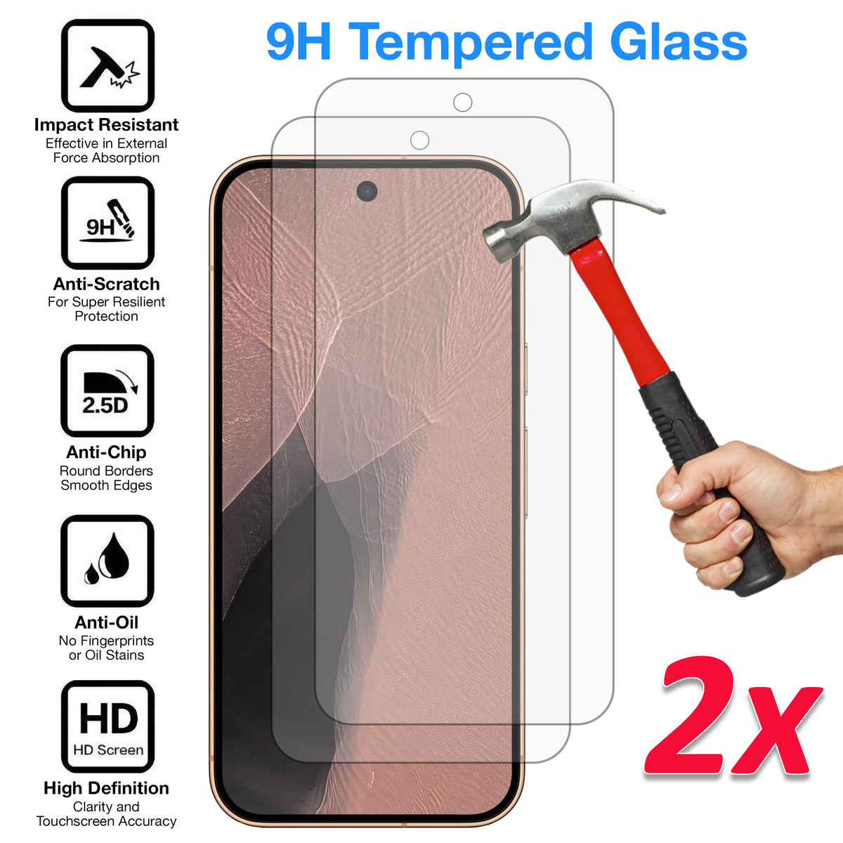[2 Pack] MEZON Google Pixel 11 Pro Tempered Glass Crystal Clear Premium 9H HD Case Friendly Screen Protectors (Pixel 11 Pro, 9H)