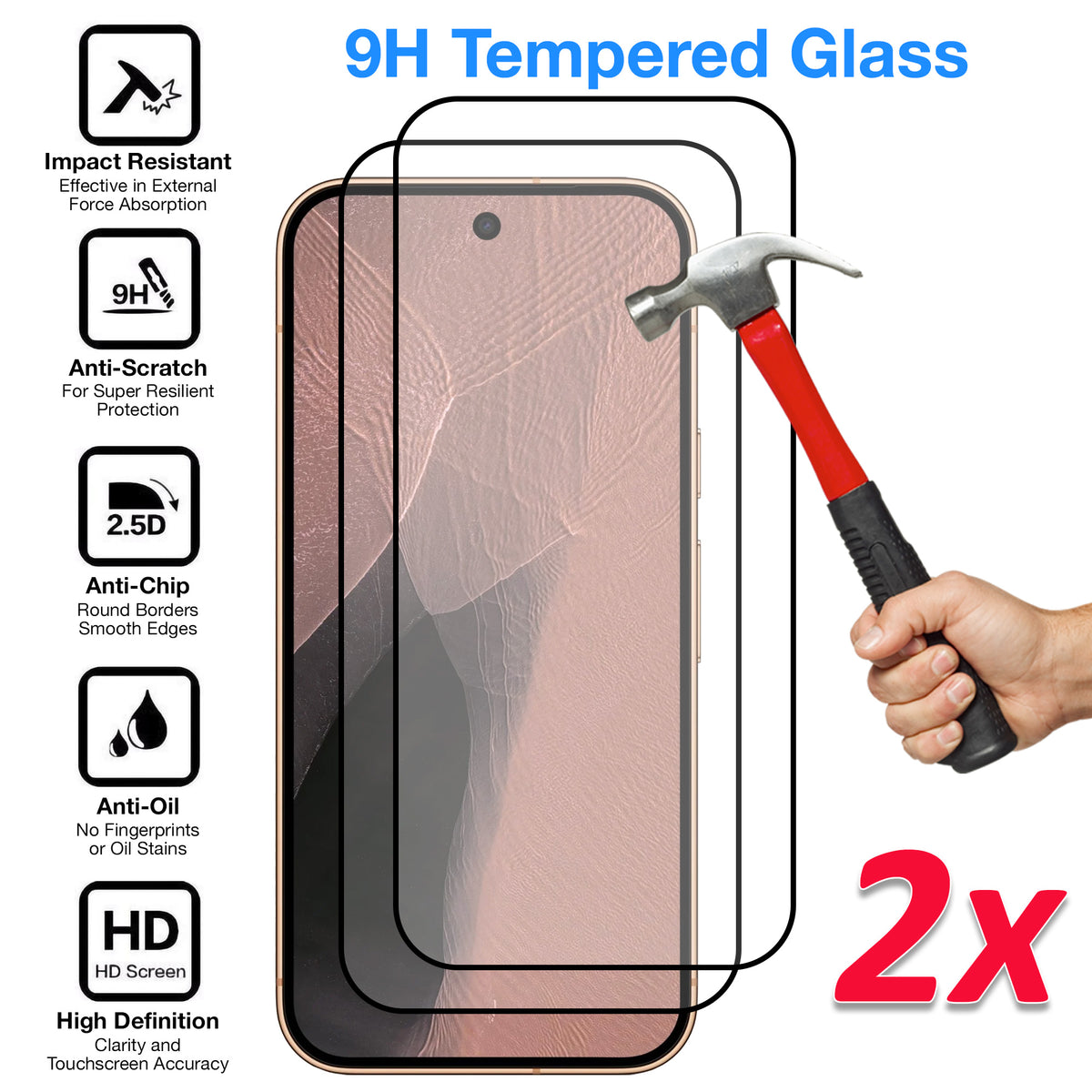 [2 Pack] MEZON Google Pixel 11 Pro Tempered Glass Full Coverage Crystal Clear Premium 3D Edge 9H HD Screen Protectors