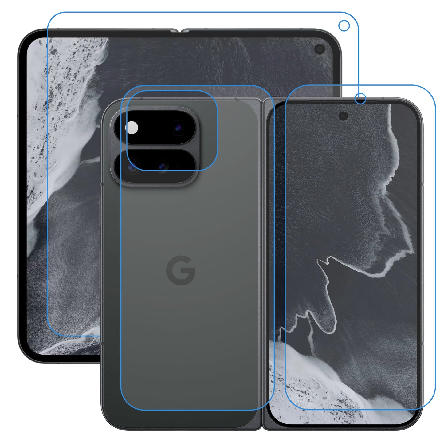 [3x in 1] MEZON Google Pixel 11 Pro Fold Premium Hydrogel Clear Edge-to-Edge Full Coverage Screen Protector Fingerprint Film