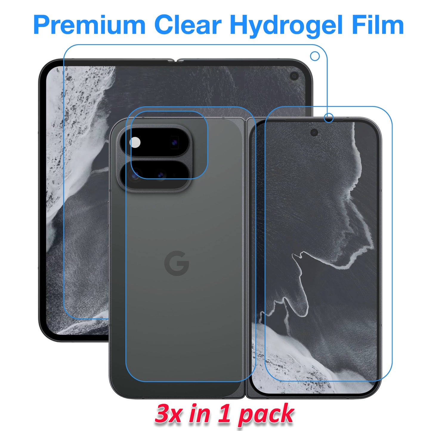 [3x in 1] MEZON Google Pixel 11 Pro Fold Premium Hydrogel Clear Edge-to-Edge Full Coverage Screen Protector Fingerprint Film