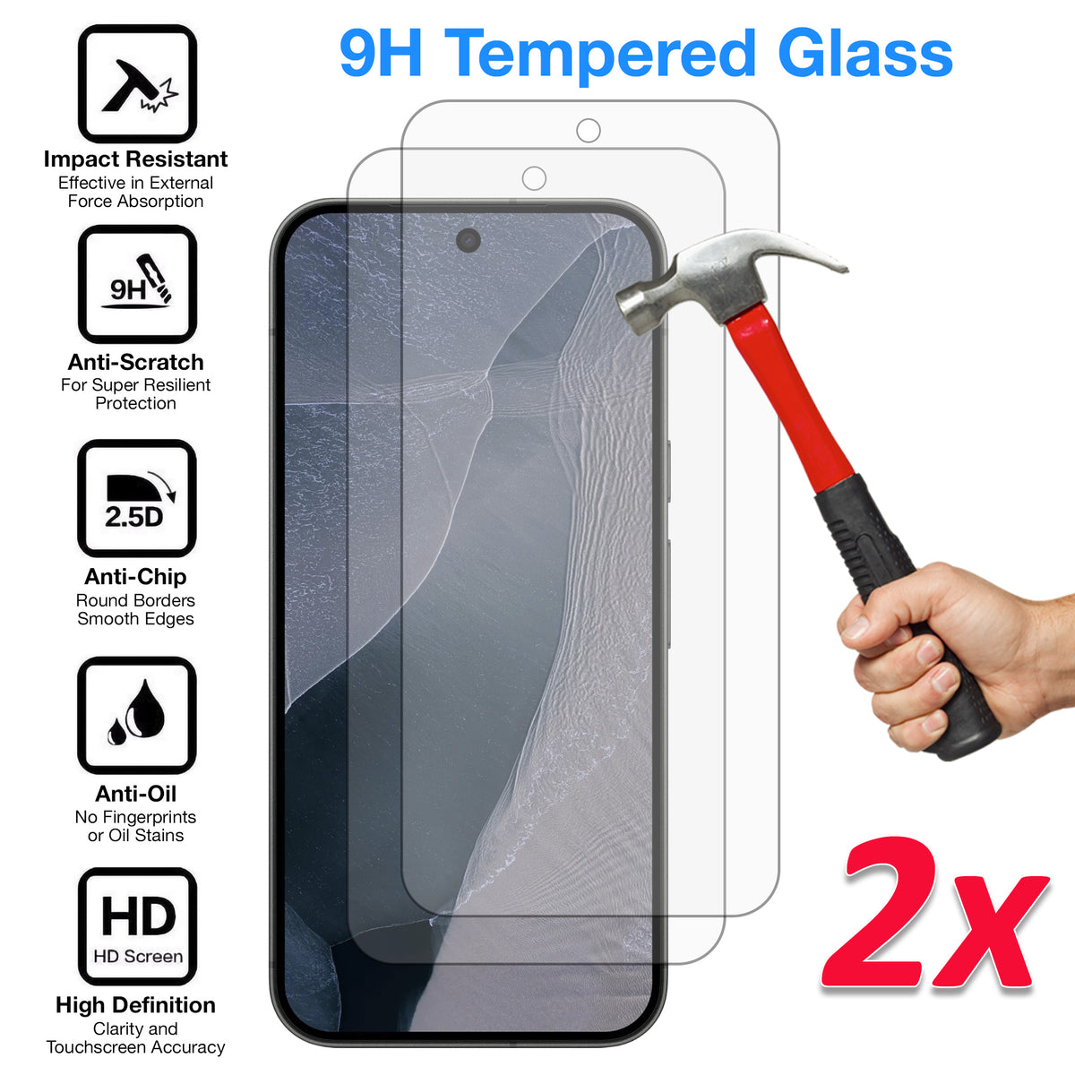 [2 Pack] MEZON Google Pixel 11 Pro XL Tempered Glass Crystal Clear Premium 9H HD Case Friendly Screen Protectors (Pixel 11 Pro XL, 9H)