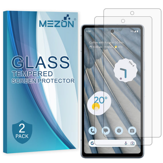 [2 Pack] MEZON Google Pixel 7a (6.1") Tempered Glass Crystal Clear Premium 9H HD Case Friendly Screen Protector (Pixel 7a, 9H)