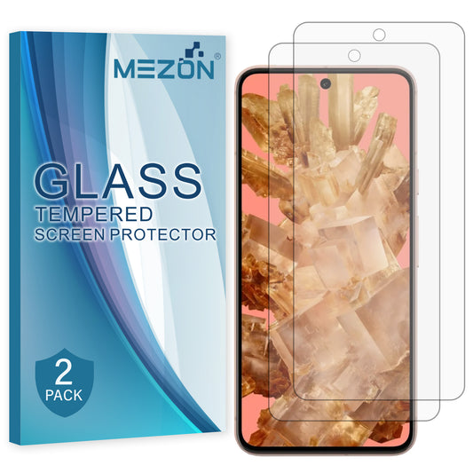 [2 Pack] MEZON Google Pixel 8 (6.2") Tempered Glass Crystal Clear Premium 9H HD Case Friendly Screen Protector (Pixel 8, 9H)
