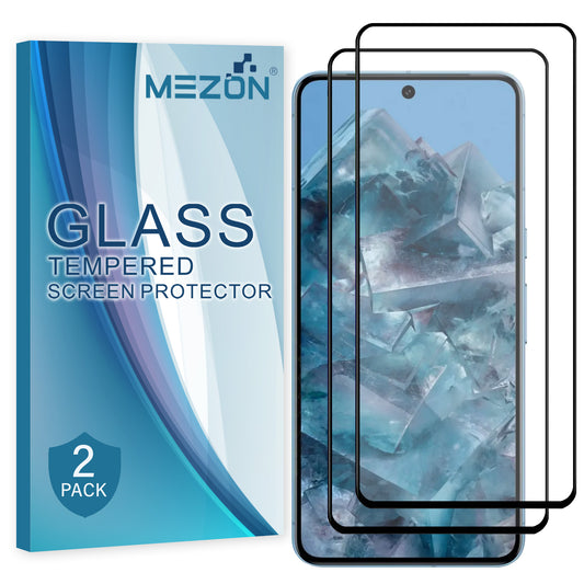 [2 Pack] MEZON Google Pixel 8 Pro (6.7") Tempered Glass Full Coverage Crystal Clear Premium 3D Edge 9H HD Screen Protector