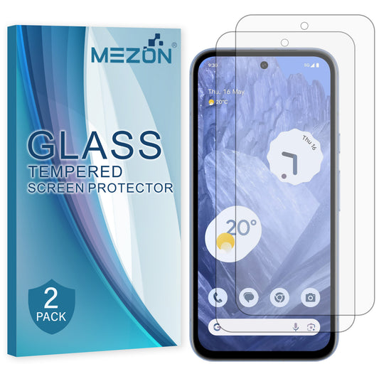[2 Pack] MEZON Google Pixel 8a (6.1") Tempered Glass Crystal Clear Premium 9H HD Case Friendly Screen Protector (Pixel 8a, 9H)