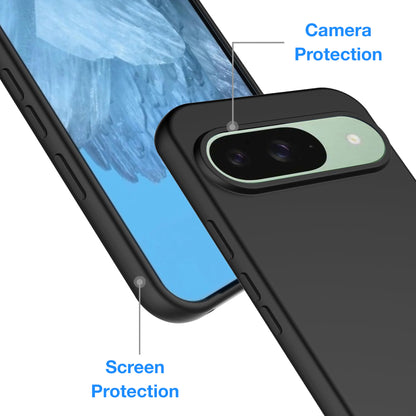 MEZON Google Pixel 9 Slim Black Premium TPU Gel Back Case – Shock Absorption (Pixel 9, Gel Black)