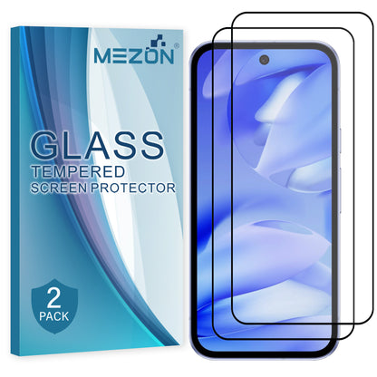 [2 Pack] MEZON Google Pixel 9a Tempered Glass Full Coverage Crystal Clear Premium 3D Edge 9H HD Screen Protectors