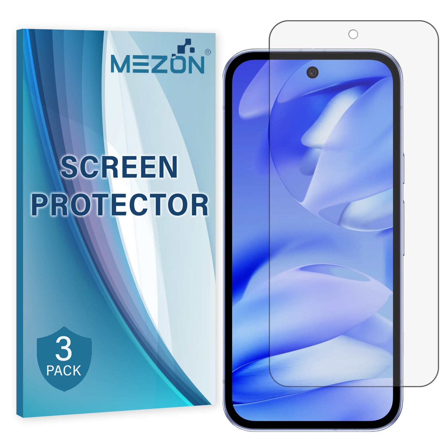 [3 Pack] MEZON Google Pixel 9a Clear Screen Protector Case Friendly Film (Pixel 9a, Clear)