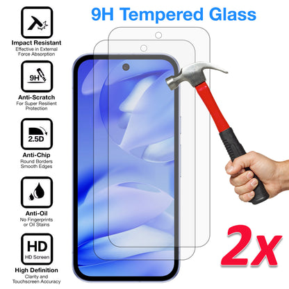 [2 Pack] MEZON Google Pixel 9a Tempered Glass Crystal Clear Premium 9H HD Case Friendly Screen Protectors (Pixel 9a, 9H)