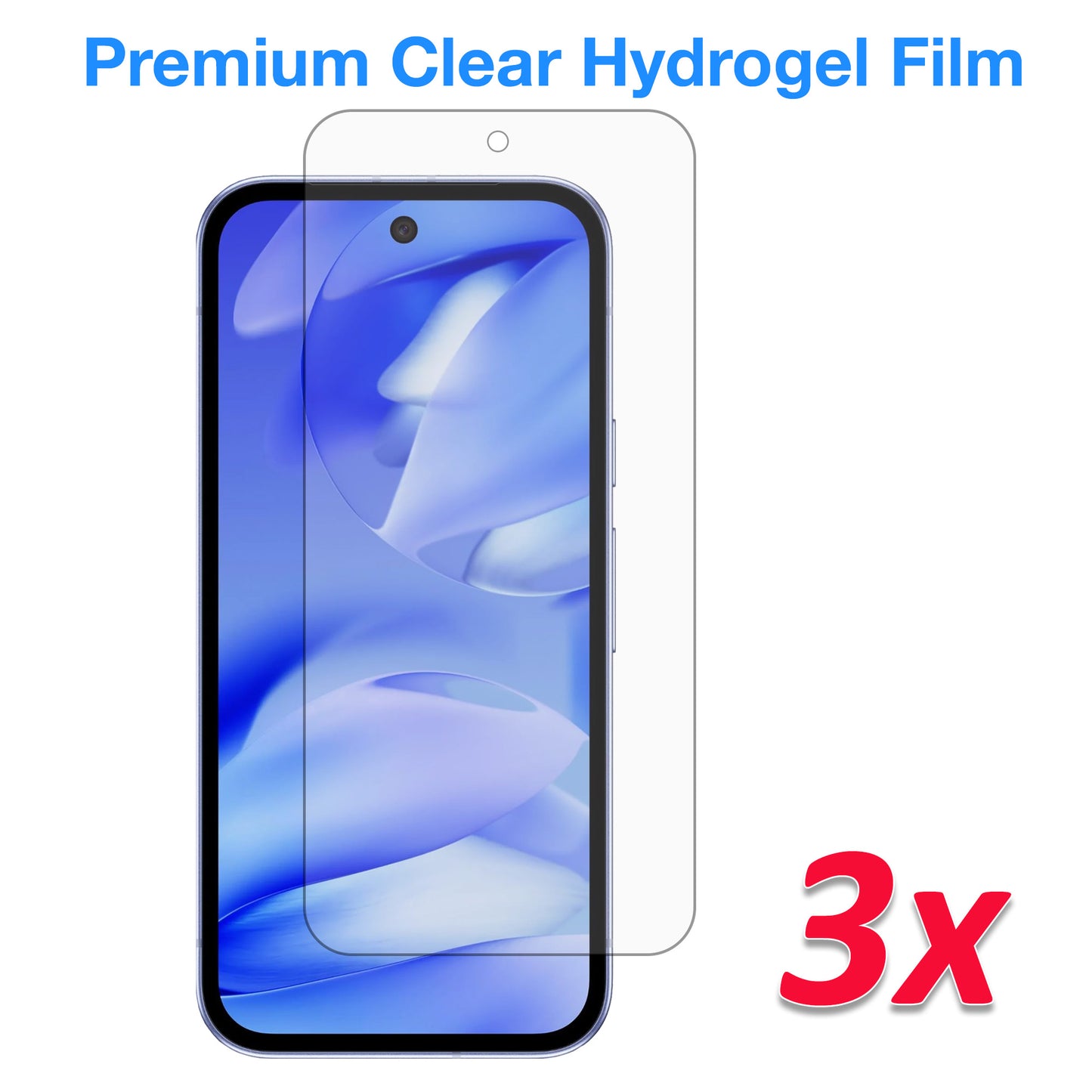 [3 Pack] MEZON Google Pixel 9a Premium Hydrogel Clear Edge-to-Edge Full Coverage Screen Protector Fingerprint Sensor Film