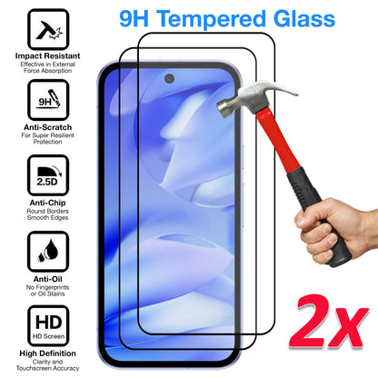 [2 Pack] MEZON Google Pixel 9a Tempered Glass Full Coverage Crystal Clear Premium 3D Edge 9H HD Screen Protectors