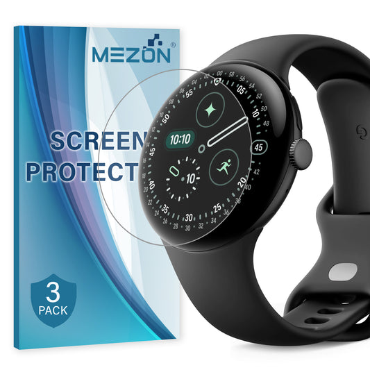 [3 Pack] MEZON Google Pixel Watch 4 (45mm) Ultra Clear TPU Film Screen Protectors Shock Absorption (Pixel Watch 4, Clear)