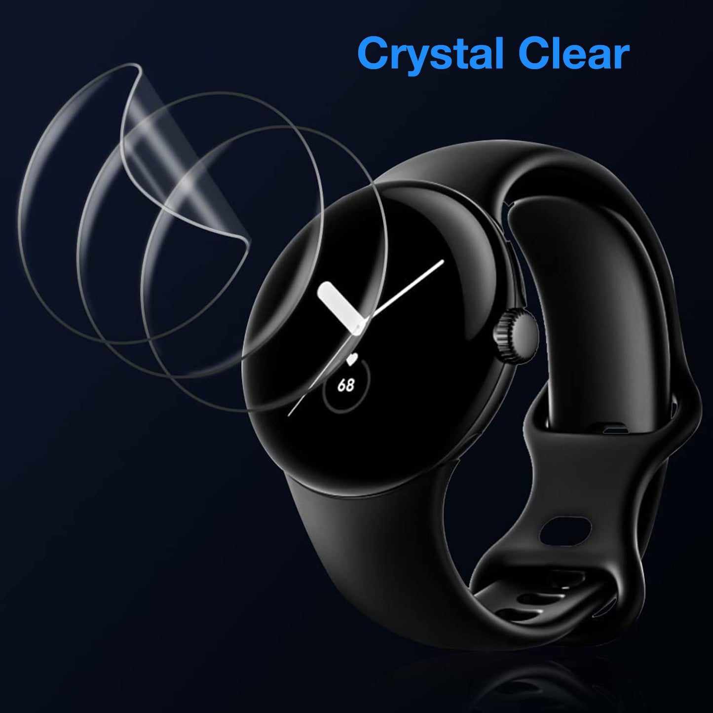 [3 Pack] MEZON Google Pixel Watch 4 (45mm) Ultra Clear TPU Film Screen Protectors Shock Absorption (Pixel Watch 4, Clear)