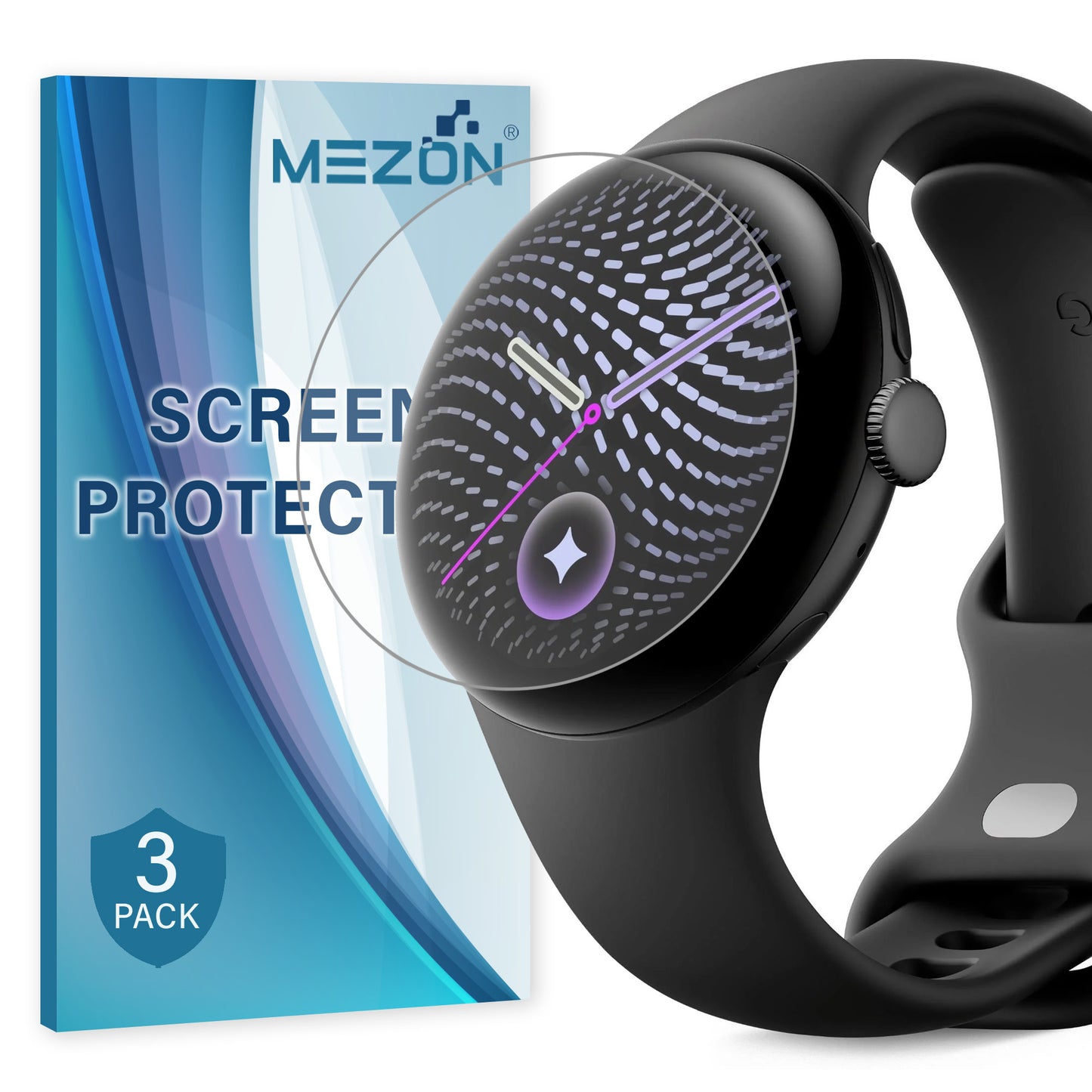 [3 Pack] MEZON Google Pixel Watch 5 (41mm) Ultra Clear TPU Film Screen Protectors Shock Absorption (Pixel Watch 5, Clear)