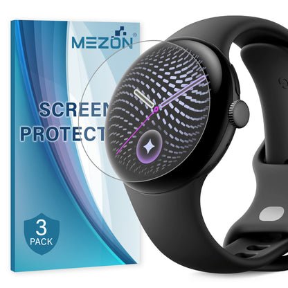 [3 Pack] MEZON Google Pixel Watch 5 (41mm) Ultra Clear TPU Film Screen Protectors Shock Absorption (Pixel Watch 5, Clear)