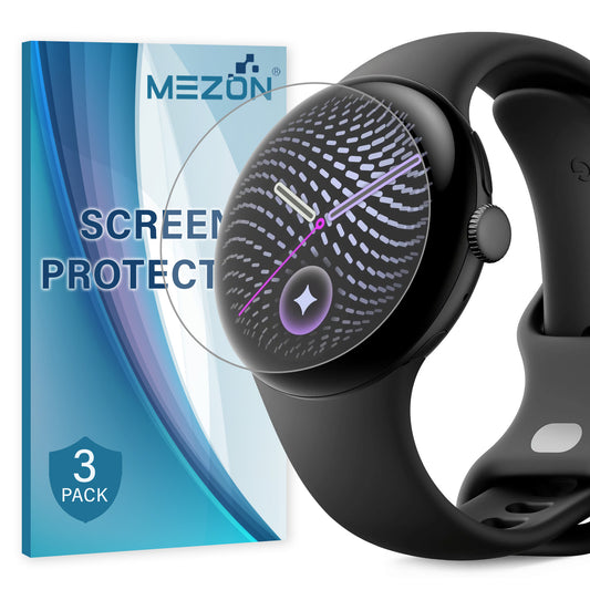 [3 Pack] MEZON Google Pixel Watch 5 (41mm) Ultra Clear TPU Film Screen Protectors Shock Absorption (Pixel Watch 5, Clear)