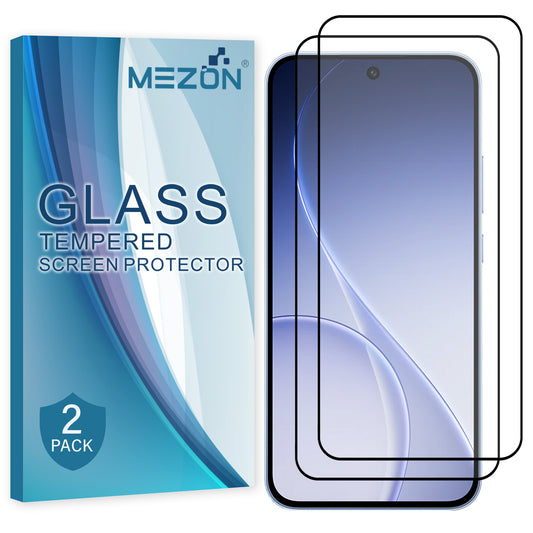 [2 Pack] MEZON OPPO Reno15 F 5G Full Coverage Tempered Glass Crystal Clear Premium 9H HD Screen Protector (OPPO Reno15 F 5G, 9H Full)