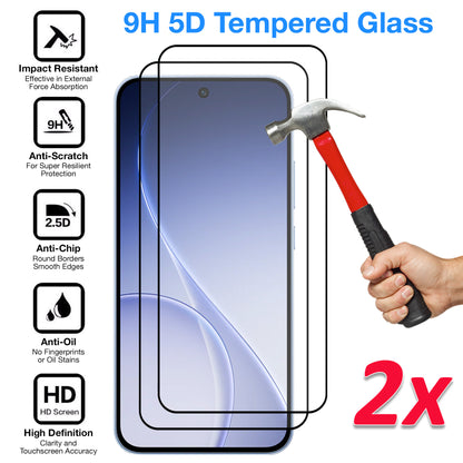 [2 Pack] MEZON OPPO Reno15 F 5G Full Coverage Tempered Glass Crystal Clear Premium 9H HD Screen Protector (OPPO Reno15 F 5G, 9H Full)