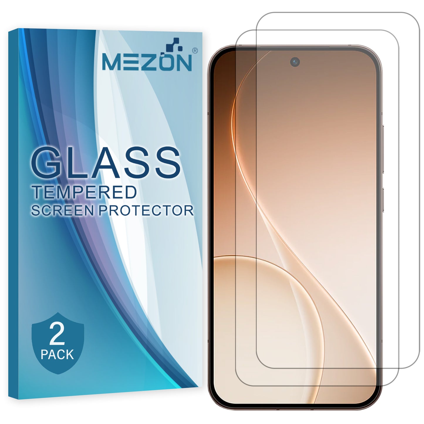 [2 Pack] MEZON Tempered Glass for OPPO Reno15 Pro 5G Crystal Clear Premium 9H HD Case Friendly Screen Protector (OPPO Reno15 Pro 5G, 9H)
