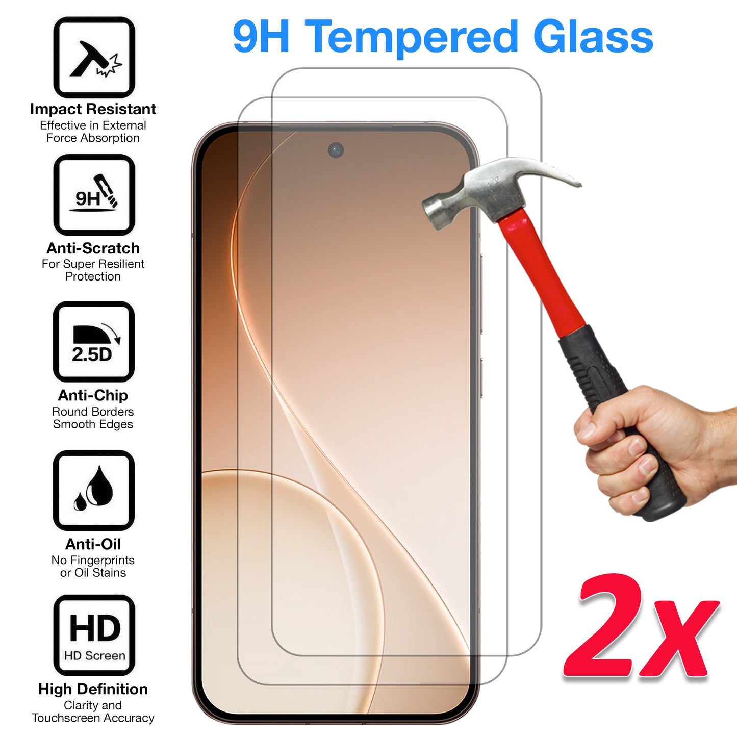 [2 Pack] MEZON Tempered Glass for OPPO Reno15 Pro 5G Crystal Clear Premium 9H HD Case Friendly Screen Protector (OPPO Reno15 Pro 5G, 9H)