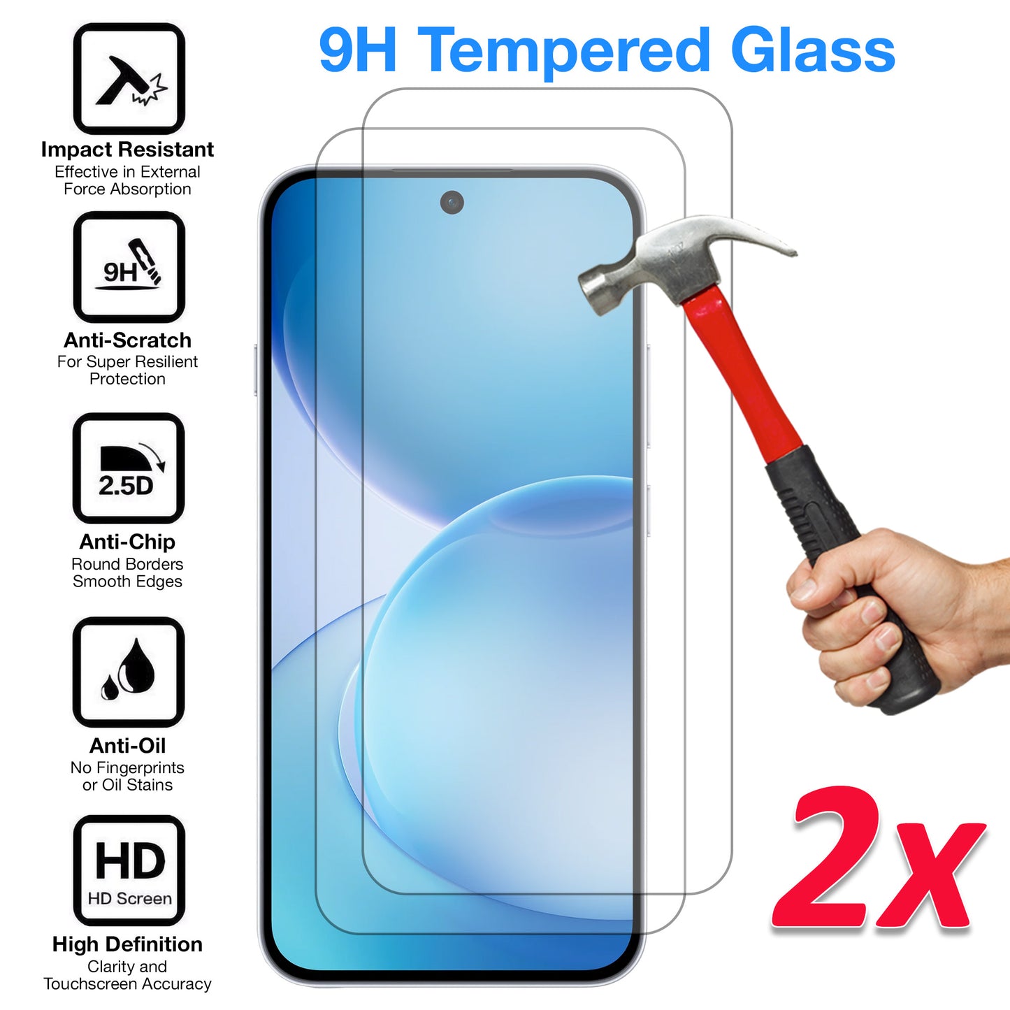 [2 Pack] MEZON Tempered Glass for OPPO Reno16 F 5G Crystal Clear Premium 9H HD Case Friendly Screen Protector (OPPO Reno16 F 5G, 9H)