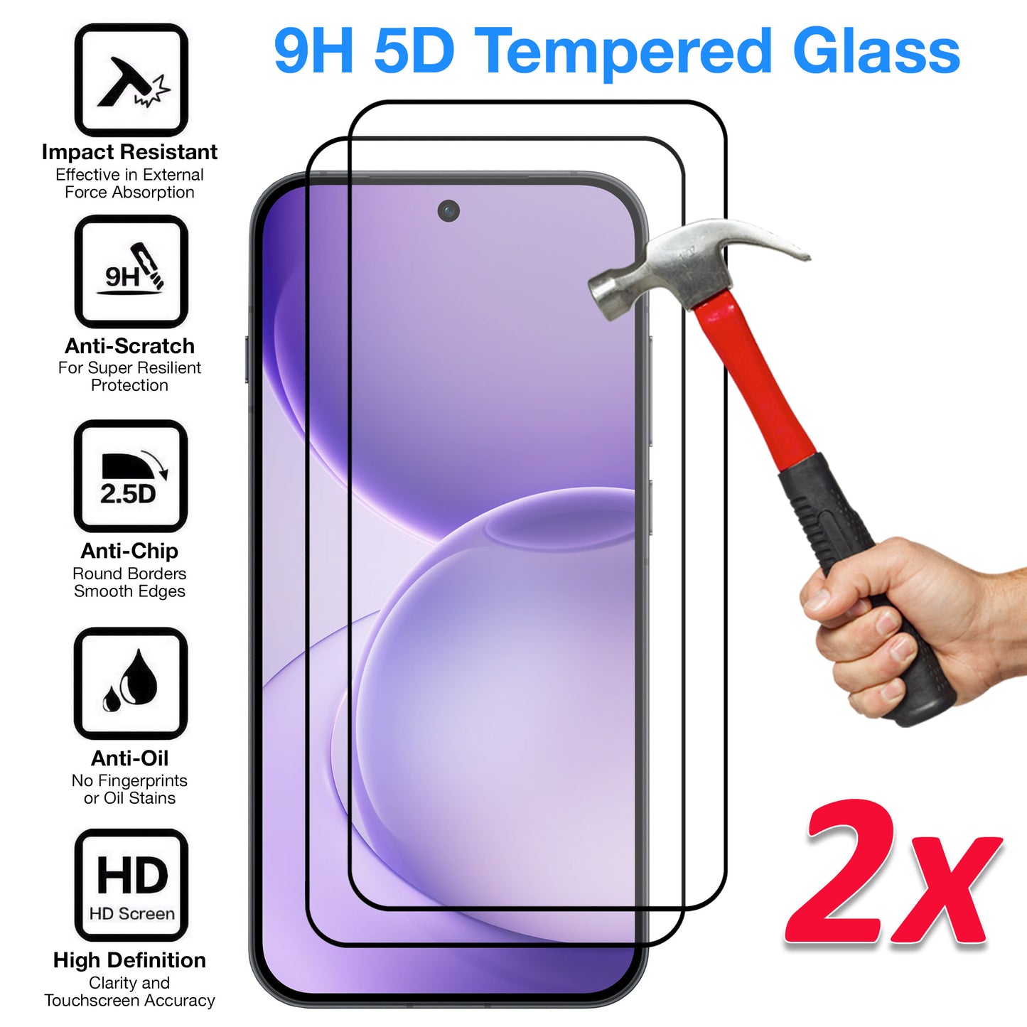 [2 Pack] MEZON OPPO Reno16 Pro 5G Full Coverage Tempered Glass Crystal Clear Premium 9H HD Screen Protector (OPPO Reno16 Pro 5G, 9H Full)