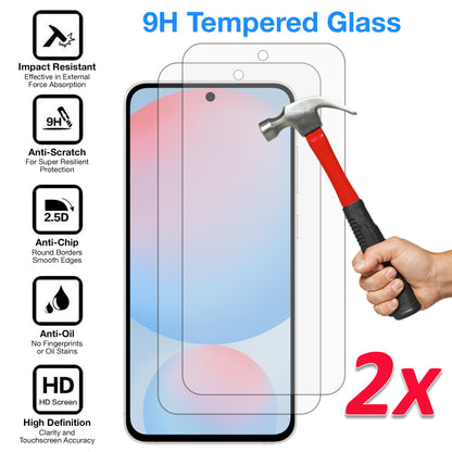 [2 Pack] MEZON Samsung Galaxy S24 FE (6.7") Tempered Glass Crystal Clear Premium 9H HD Case Friendly Screen Protectors