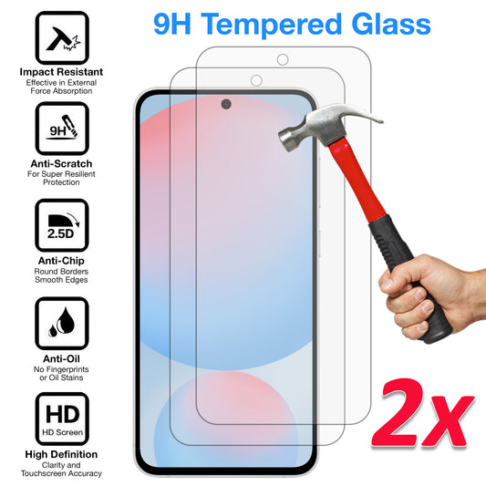 [2 Pack] MEZON Samsung Galaxy S24 FE (6.7") Tempered Glass Crystal Clear Premium 9H HD Case Friendly Screen Protectors