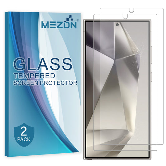 [2 Pack] MEZON Samsung Galaxy S24 Ultra (6.8") Tempered Glass Crystal Clear Premium 9H HD Fingerprint Unlock Screen Protector