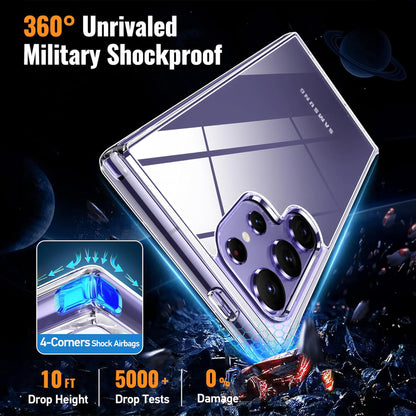 MEZON Samsung Galaxy S24 Ultra (6.8") Premium Slim Crystal Clear TPU Gel Back Case – Wireless Charging Compatible