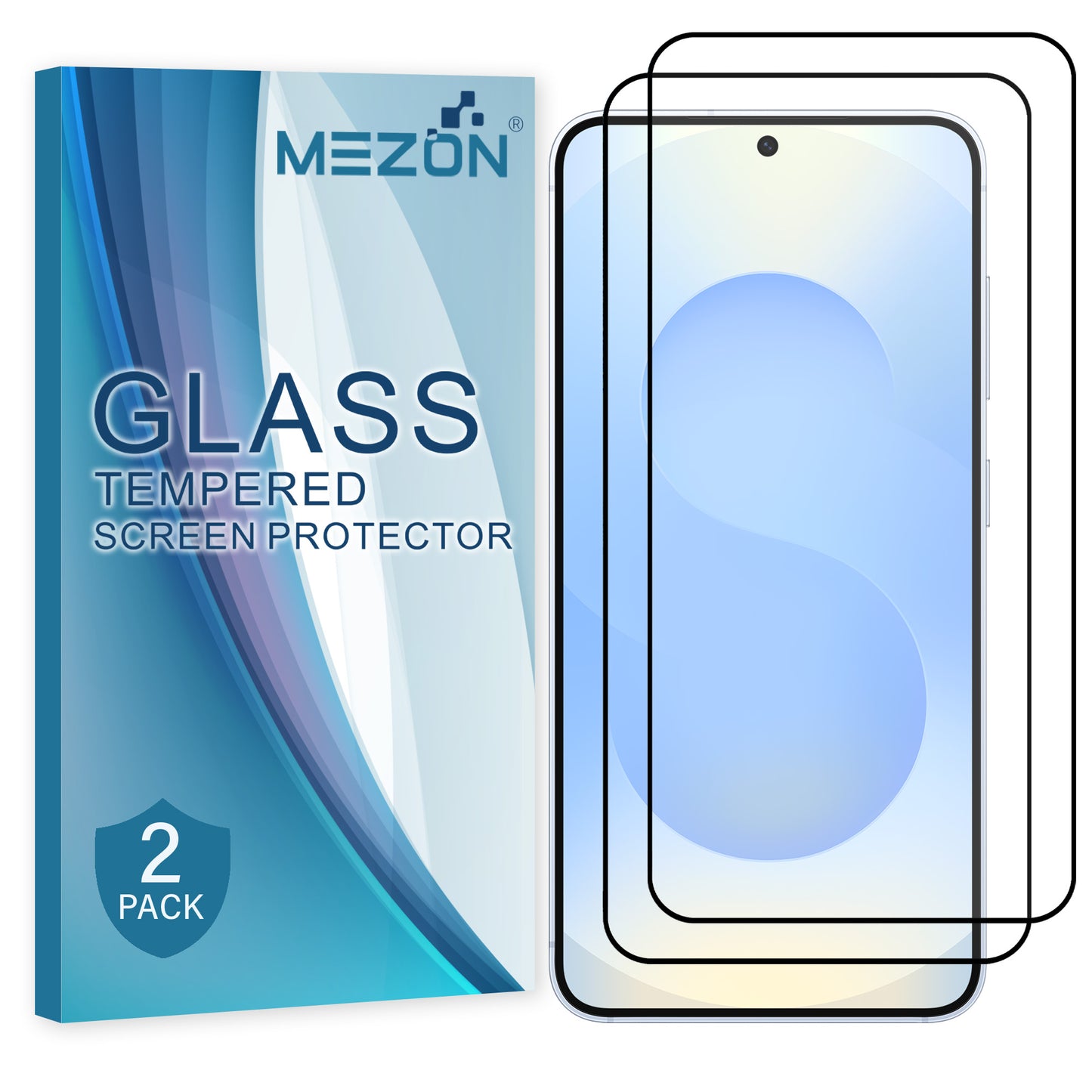 [2 Pack] MEZON Full Coverage Samsung Galaxy S25 (6.2") Crystal Clear Fingerprint Unlock Premium 9H HD Tempered Glass