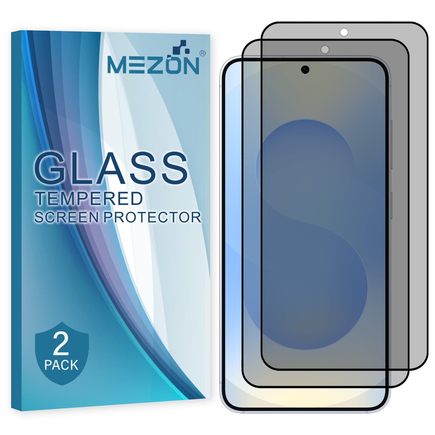 [2 Pack] MEZON Privacy Anti-Spy Full Coverage Samsung Galaxy S25 (6.2") Tempered Glass Fingerprint Unlock Premium 9H HD Screen Protectors