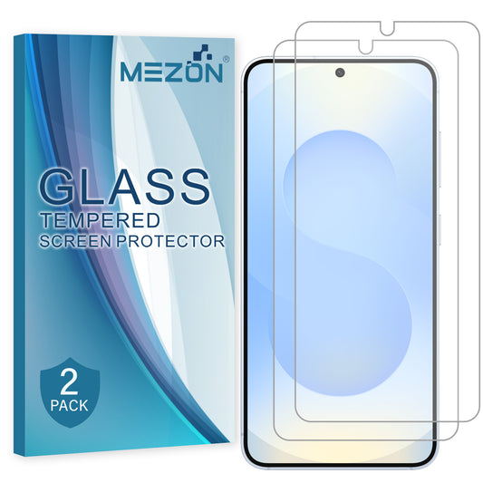 [2 Pack] MEZON Samsung Galaxy S25 (6.2") Tempered Glass Crystal Clear Premium 9H HD Fingerprint Unlock Screen Protectors