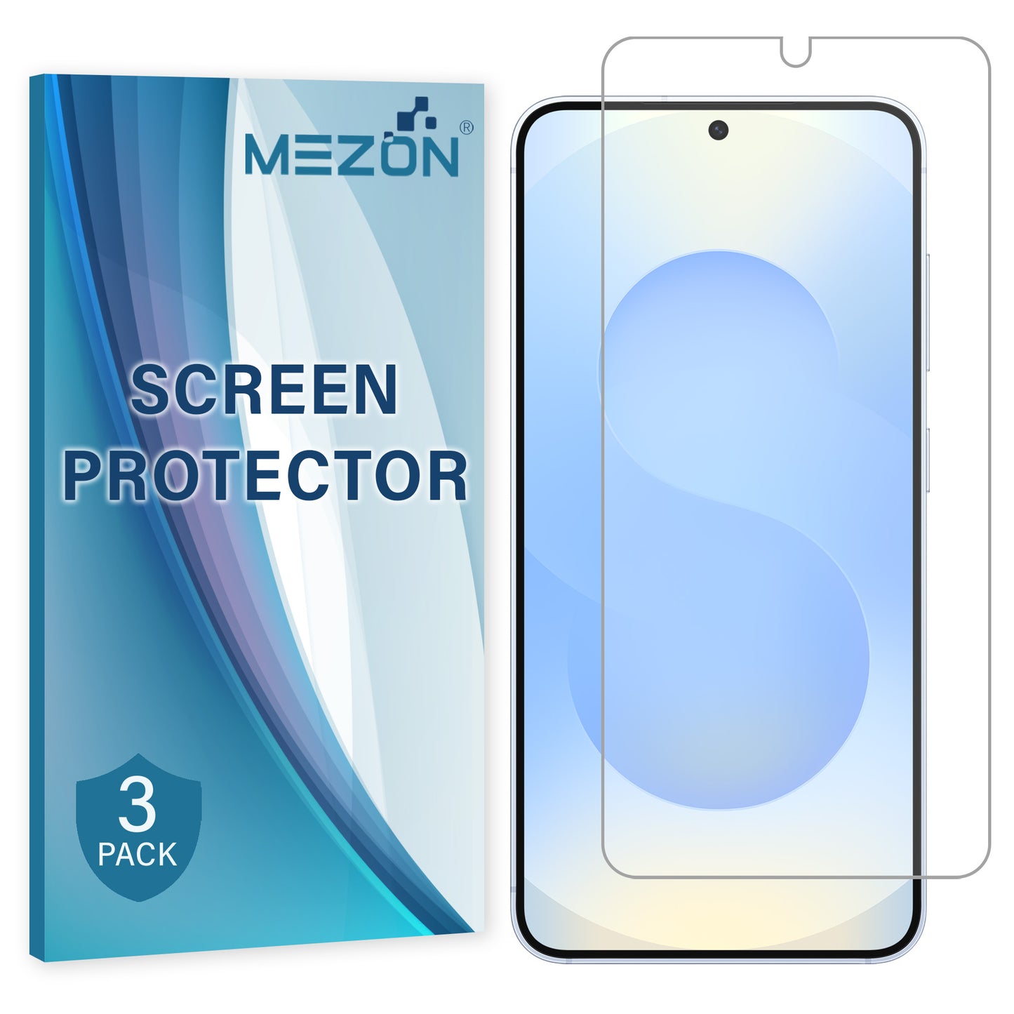 [3 Pack] MEZON Samsung Galaxy S25 (6.2") Premium Hydrogel Clear Full Coverage Screen Protector Film – Fingerprint Unlock