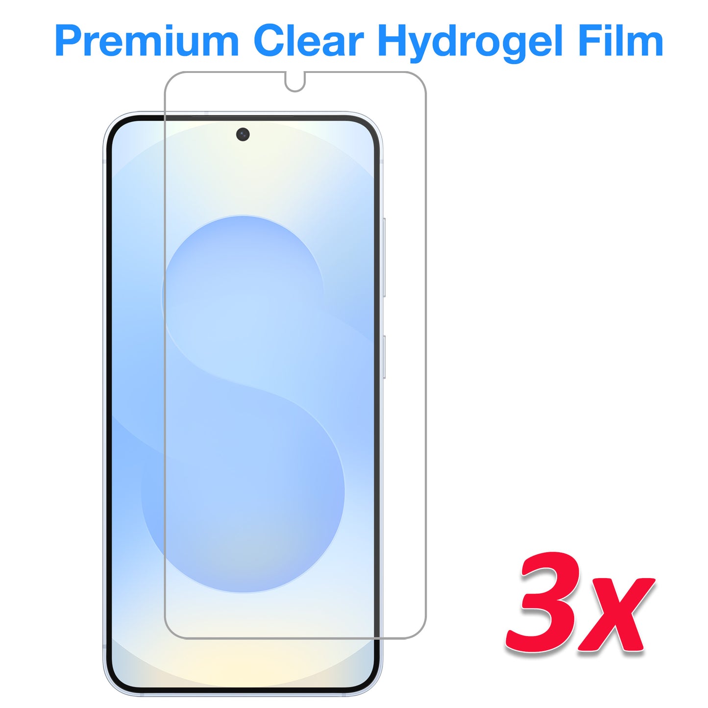 [3 Pack] MEZON Samsung Galaxy S25 (6.2") Premium Hydrogel Clear Full Coverage Screen Protector Film – Fingerprint Unlock