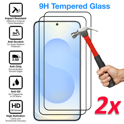 [2 Pack] MEZON Full Coverage Samsung Galaxy S25 (6.2") Crystal Clear Fingerprint Unlock Premium 9H HD Tempered Glass