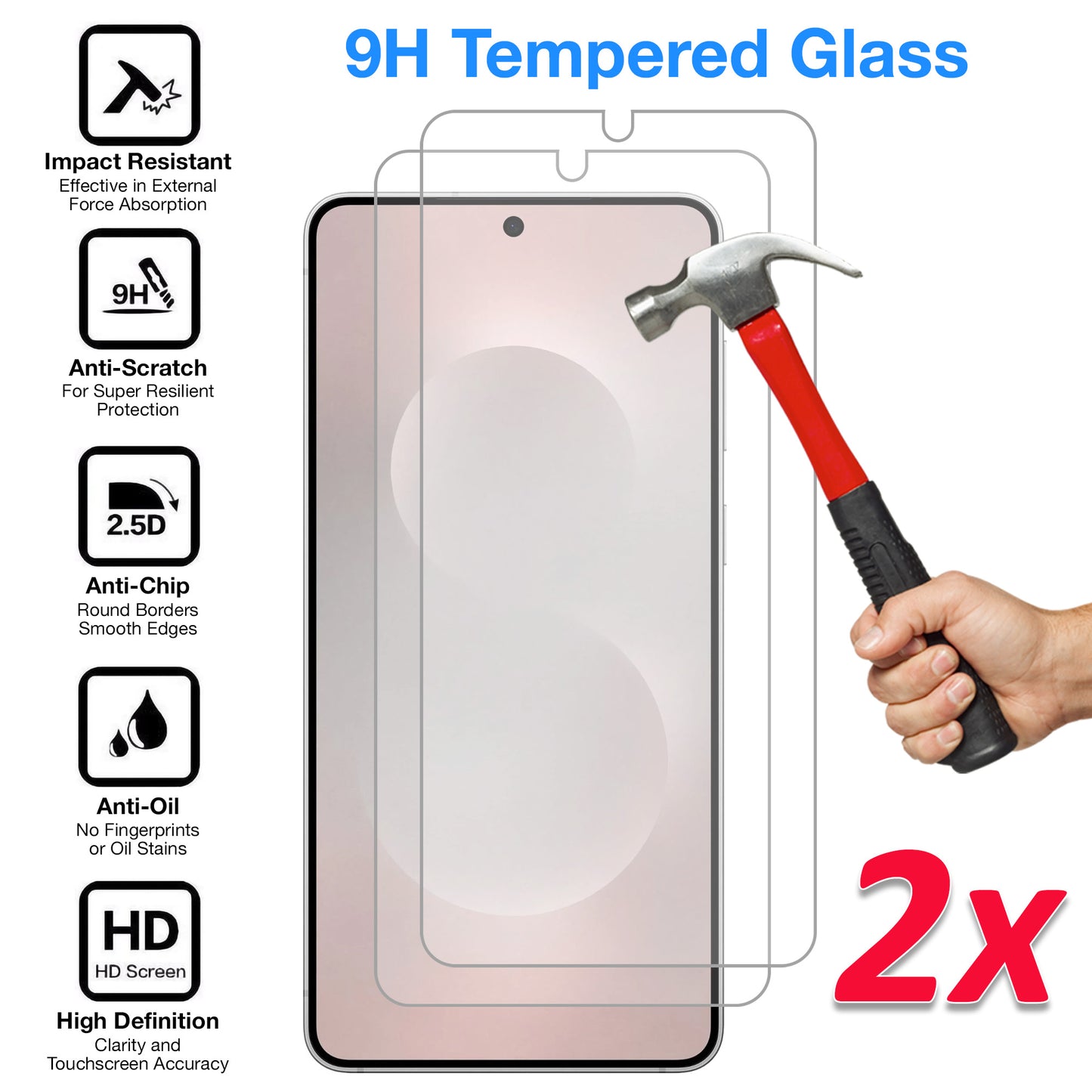 [2 Pack] MEZON Samsung Galaxy S25 Edge (6.7") Tempered Glass Crystal Clear Premium 9H HD Fingerprint Unlock Screen Protectors