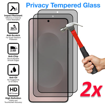 [2 Pack] MEZON Privacy Anti-Spy Full Coverage Samsung Galaxy S25 Edge (6.7") Tempered Glass Fingerprint Unlock Premium 9H HD Screen Protectors