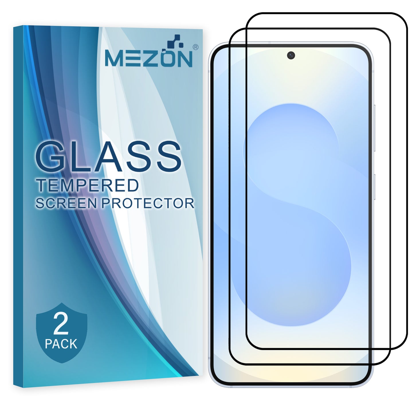 [2 Pack] MEZON Full Coverage Samsung Galaxy S25 FE (6.7") Crystal Clear Premium 9H HD Tempered Glass