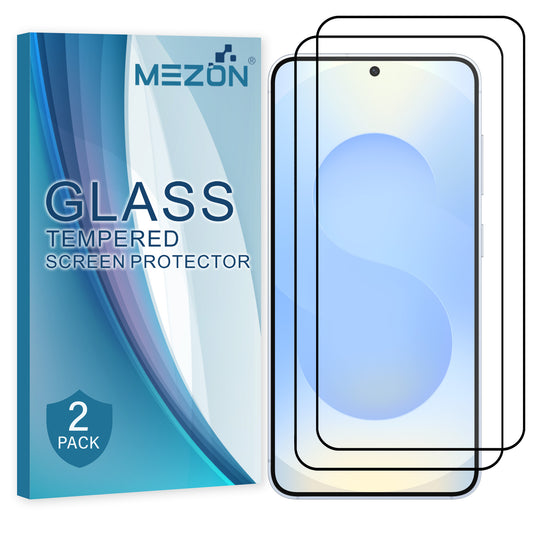 [2 Pack] MEZON Full Coverage Samsung Galaxy S25 FE (6.7") Crystal Clear Premium 9H HD Tempered Glass
