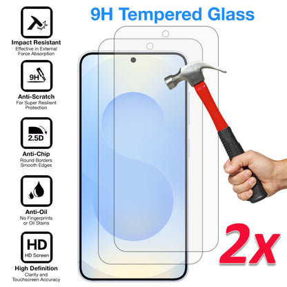 [2 Pack] MEZON Samsung Galaxy S25 FE (6.7") Tempered Glass Crystal Clear Premium 9H HD Case Friendly Screen Protectors