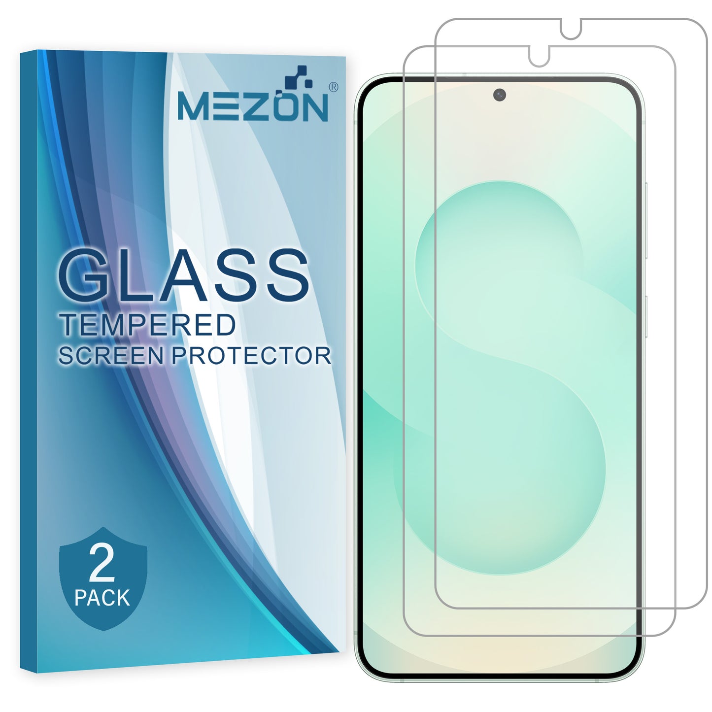 [2 Pack] MEZON Samsung Galaxy S25+ (6.7") Tempered Glass Crystal Clear Premium 9H HD Fingerprint Unlock Screen Protectors