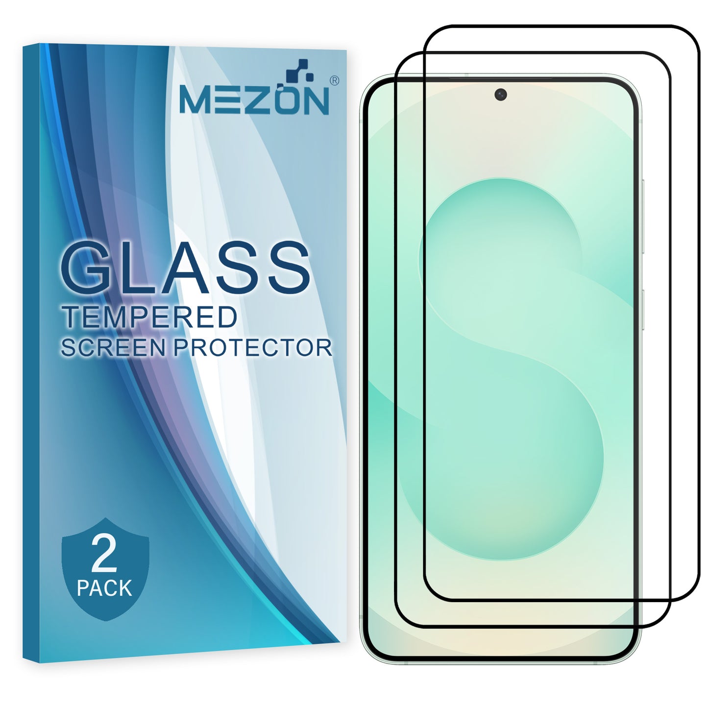 [2 Pack] MEZON Full Coverage Samsung Galaxy S25+ (6.7") Crystal Clear Fingerprint Unlock Premium 9H HD Tempered Glass