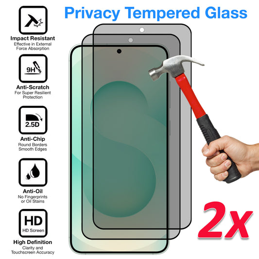 [2 Pack] MEZON Privacy Anti-Spy Full Coverage Samsung Galaxy S25+ (6.7") Tempered Glass Fingerprint Unlock Premium 9H HD Screen Protectors