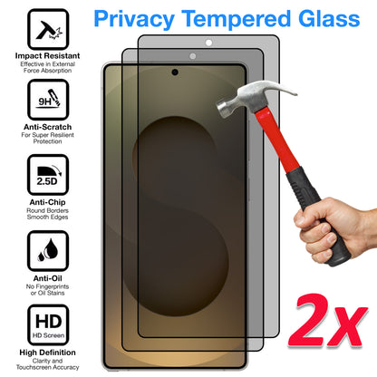 [2 Pack] MEZON Privacy Anti-Spy Full Coverage Samsung Galaxy S25 Ultra (6.9") Tempered Glass Fingerprint Unlock Premium 9H HD Screen Protectors