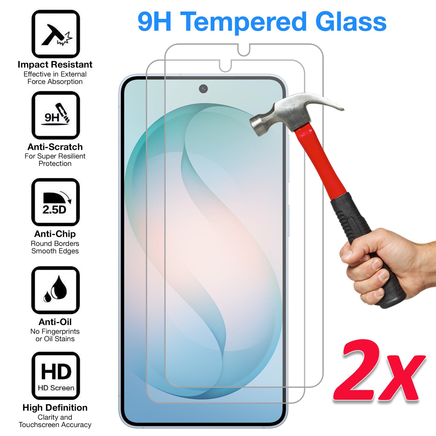 [2 Pack] MEZON Samsung Galaxy S26 (6.3") Tempered Glass Crystal Clear Premium 9H HD Fingerprint Unlock Screen Protectors