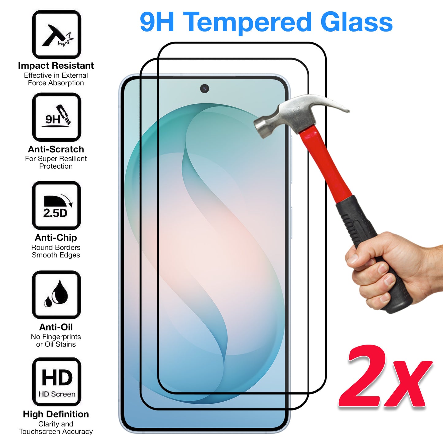 [2 Pack] MEZON Full Coverage Samsung Galaxy S26 (6.3") Crystal Clear Fingerprint Unlock Premium 9H HD Tempered Glass