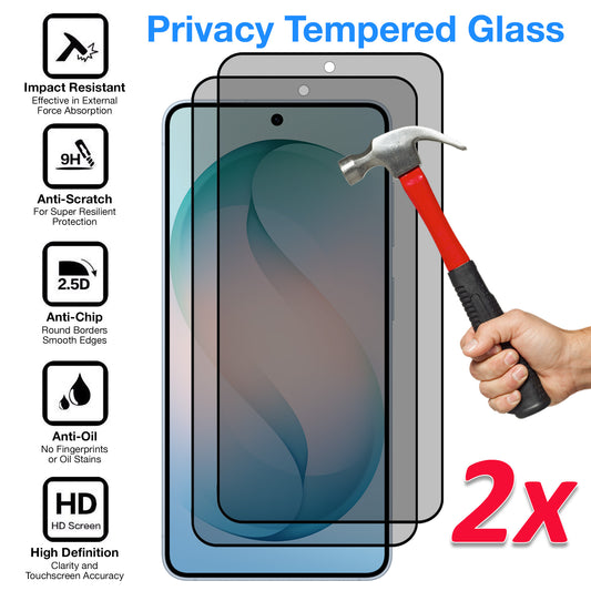 [2 Pack] MEZON Privacy Anti-Spy Full Coverage Samsung Galaxy S26 (6.3") Tempered Glass Fingerprint Unlock Premium 9H HD Screen Protectors