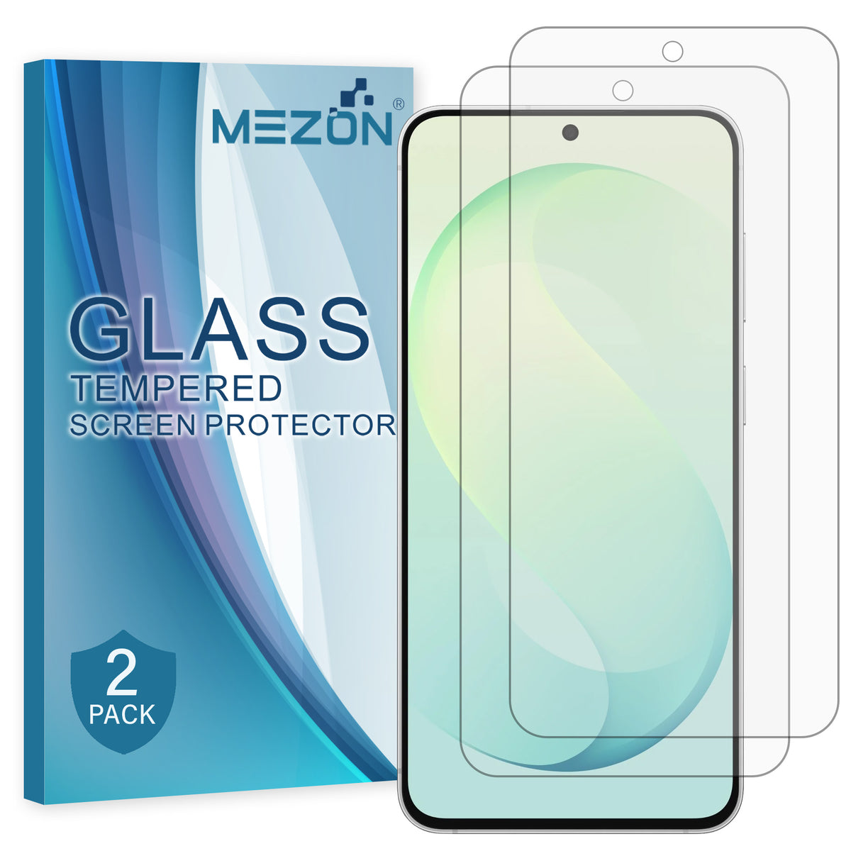 [2 Pack] MEZON Samsung Galaxy S26 FE (6.7") Tempered Glass Crystal Clear Premium 9H HD Case Friendly Screen Protectors